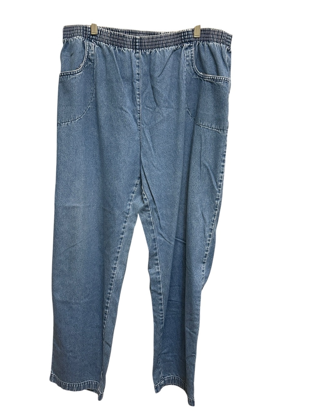 Carroll Reed Elastic Waist Pockets Washed Denim Jean Pants Plus Size 1X